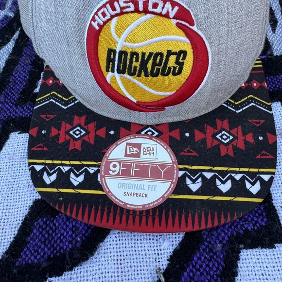 Houston Rockets Snapback 9Fifty New Era Cap Hardwood Classics Hat NBA Grey Red - Picture 2 of 8